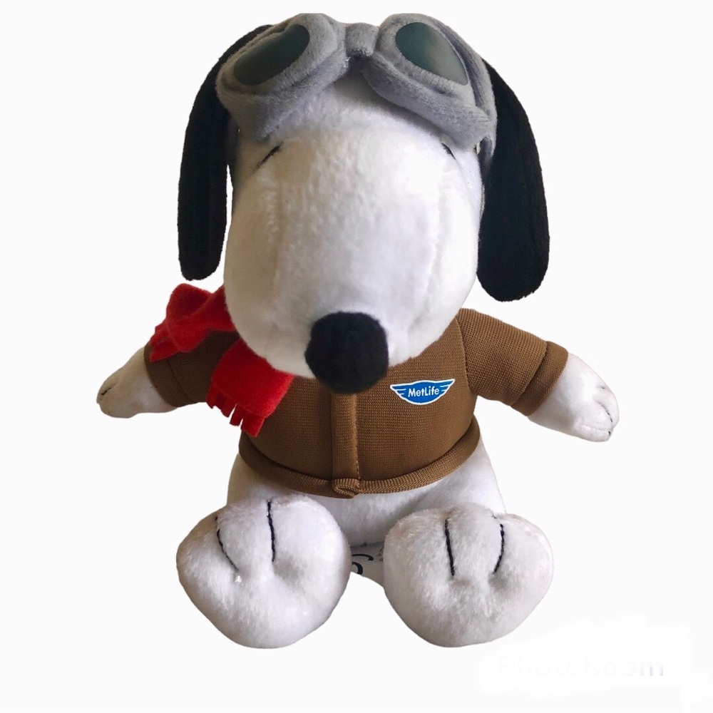 Metlife 2015 Peanuts Snoopy Red Baron Aviator Pilot 6" Plush Stuffed Animal